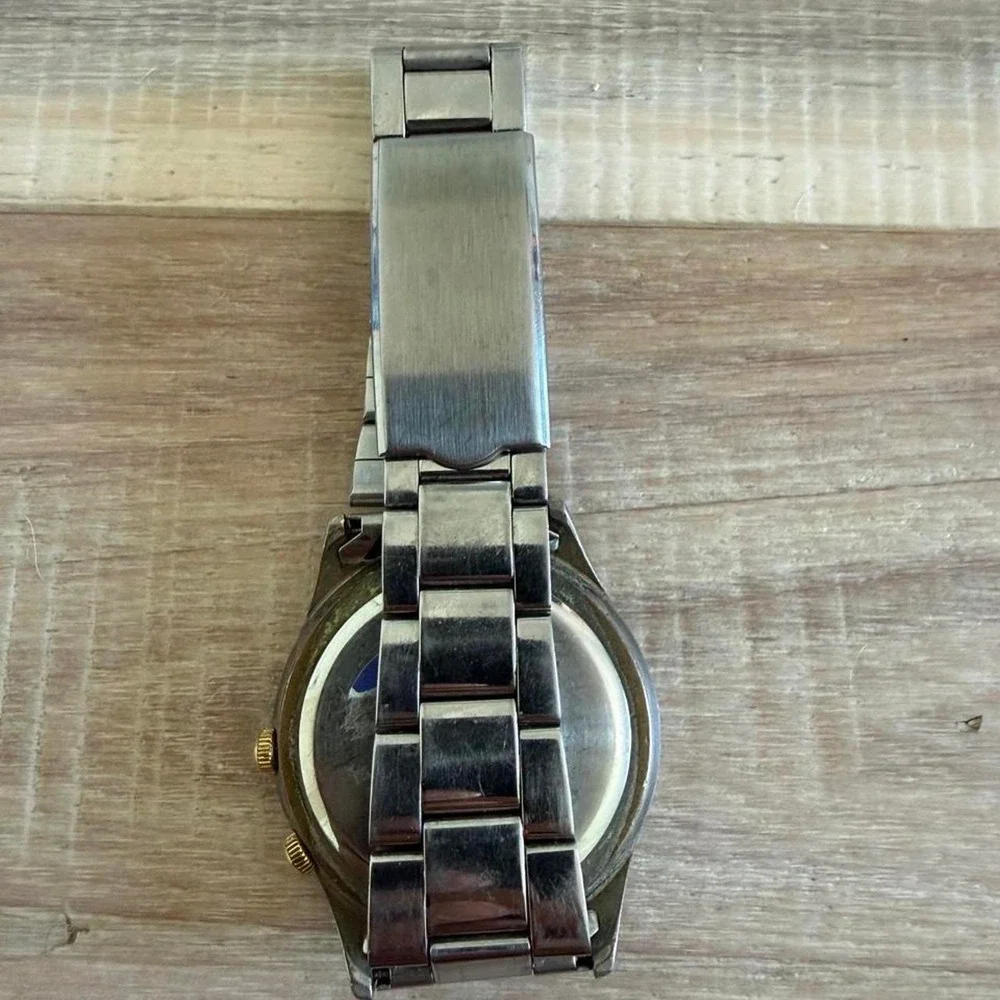 2000s Amitron Chronograph Watch with Blue Subdials and Moon Phase Display
